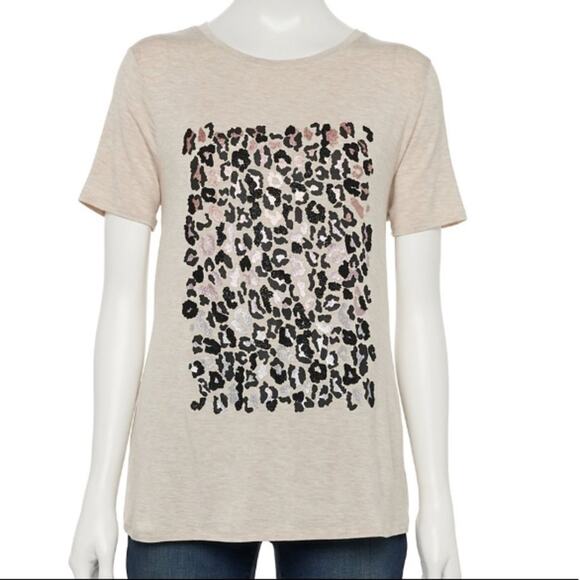 Apt 9 Embellished Cheetah Box Tee - Picture 1 of 6